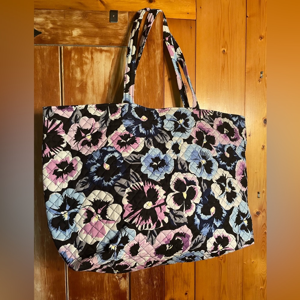 Large, Open, Vera Bradley Tote. Blue, Purple, Gray. AND medium coin pursue.